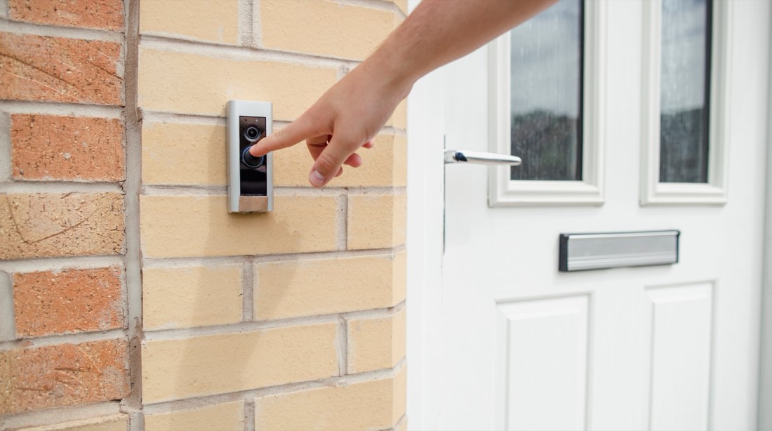 Smart doorbell being installed