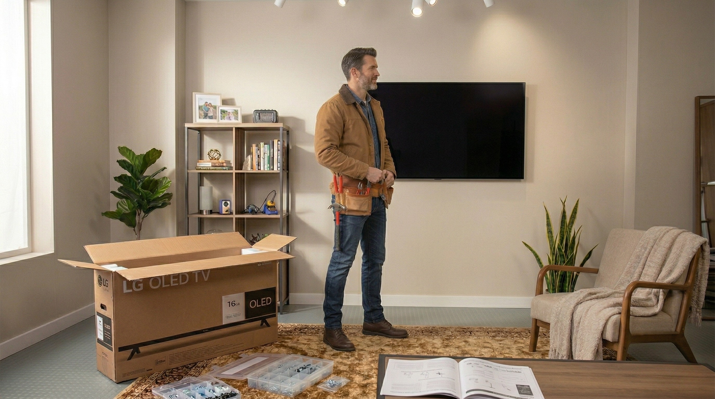 TV die wordt opgehangen