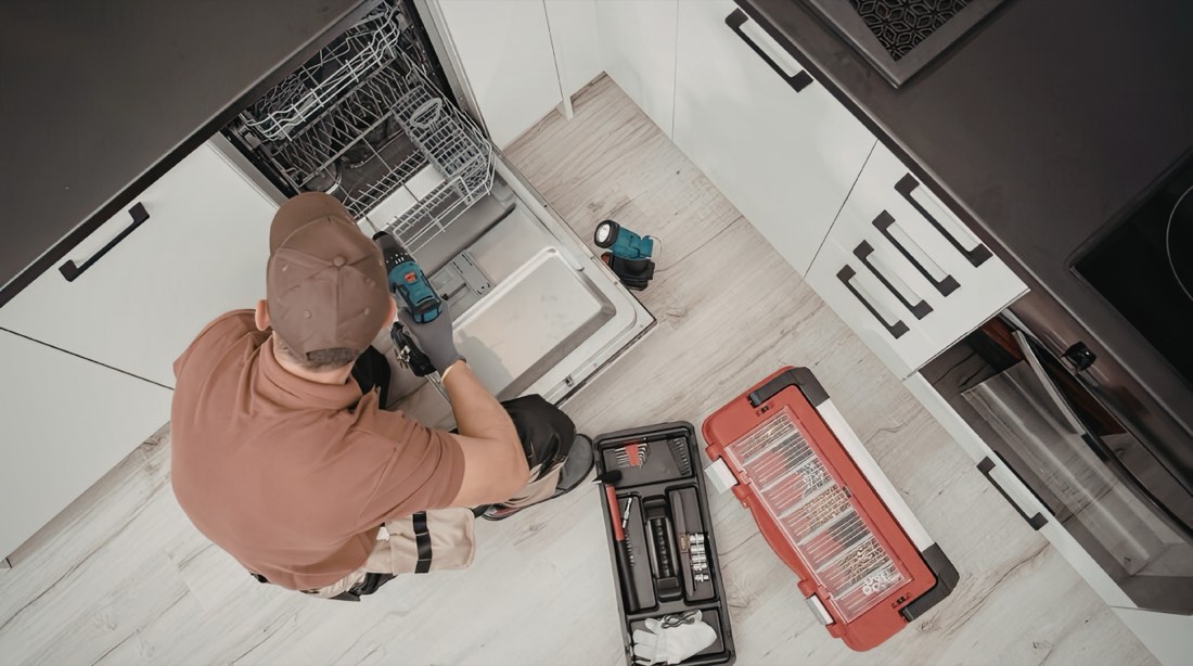 Dishwasher being connected